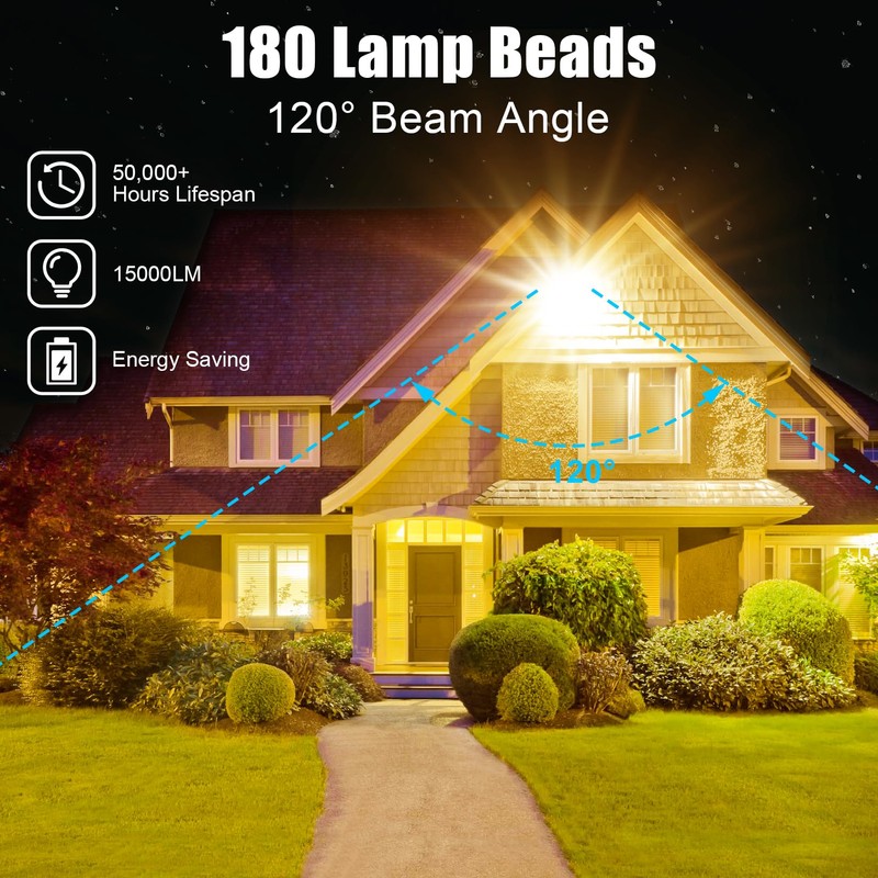 150W LED Flood Lights Plug in, Outdoor Security Lighting Fixtures