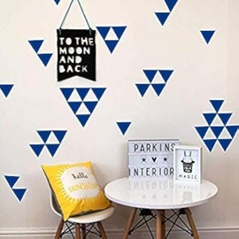 Removable Dark Blue Triangle Wall Decals + 128pcs x 2 Inch + Easy to Peel Easy to Stick + Safe on Walls & Paint + Vinyl Decor by Bugybagy (Dark Blue)