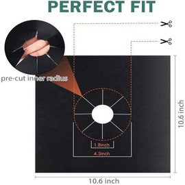 4 PACK Gas range stove top burner protectors,0.2 MM Thickness stove top covers for gas burners,Non-Stick Stovetop Protector Liner Cover Reusable Dishwasher Safe Size 10.6” x 10.6” (Black)