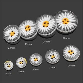 10Pcs Resin Buttons Vibrant Daisy Design for Sewing and DIY Crafts Assorted Sizes (11.5-30MM)
