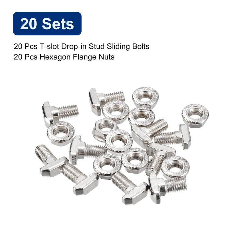 sourcing map M8x16mm T Slot Drop-in Bolt and M8 Hexagon