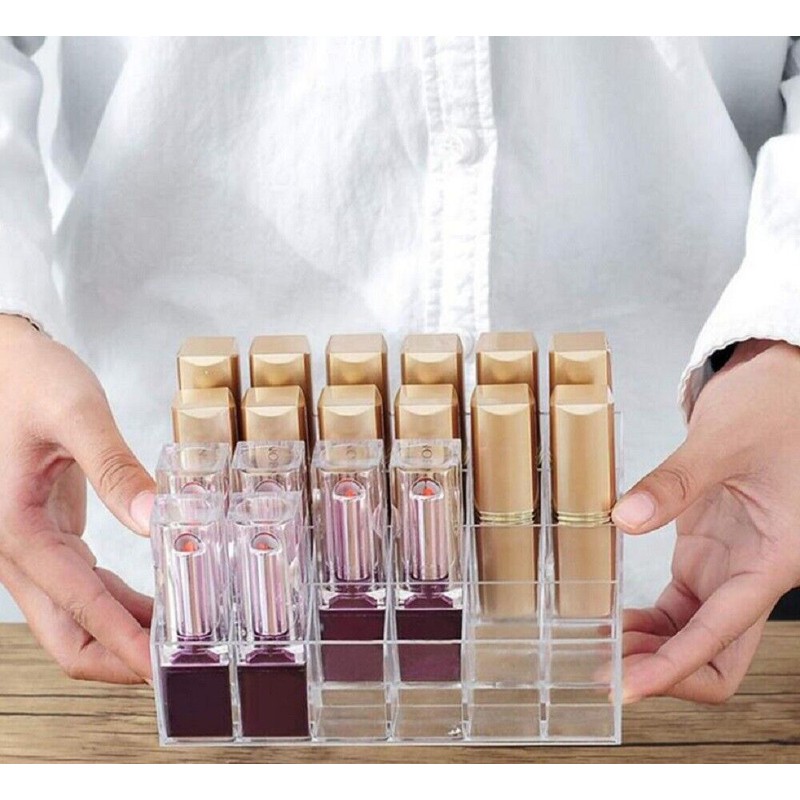 TIKA 24 Slot Clear Acrylic Lipstick Holder - Cosmetic Organizer
