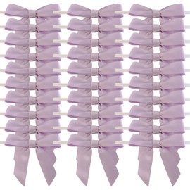 Micomon 50pcs 2-1/2" Lavender Satin Ribbon Bows with Twist Ties Mini Ribbon Bows for Candy Partiy Decoration Gift Packing&Wrapping Accessoried(Lavender)