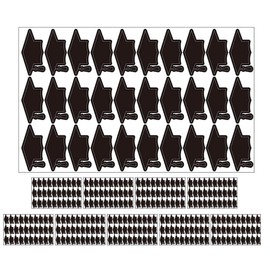 Tofficu Graduation Hat Stickers - 10 Sheets, 300 Pcs Black Self-Adhesive Grad Cap Stickers for DIY Decoration, Candy Bags, Present Wrapping, and Party Favors