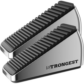 Strongest Home 2-Pack XL Heavy Duty Door Stopper Wedge – 5 Inch Chrome Door Stops with Superior Grip for Large Gaps