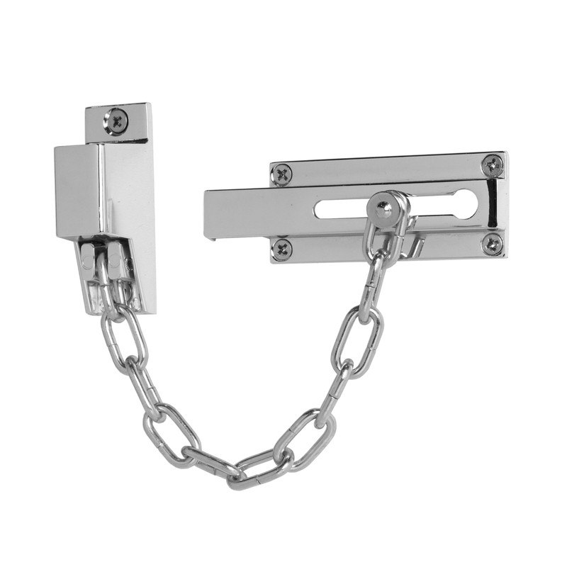 XFORT Polished Chrome Locking Door Chain, Front Door Security Chain