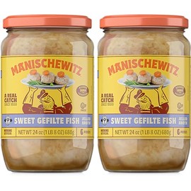 Manischewitz Sweet Gefilte Fish in Jelled Broth 24oz (2 Pack), Packed with Protein, No Added MSG, Kosher for Passover