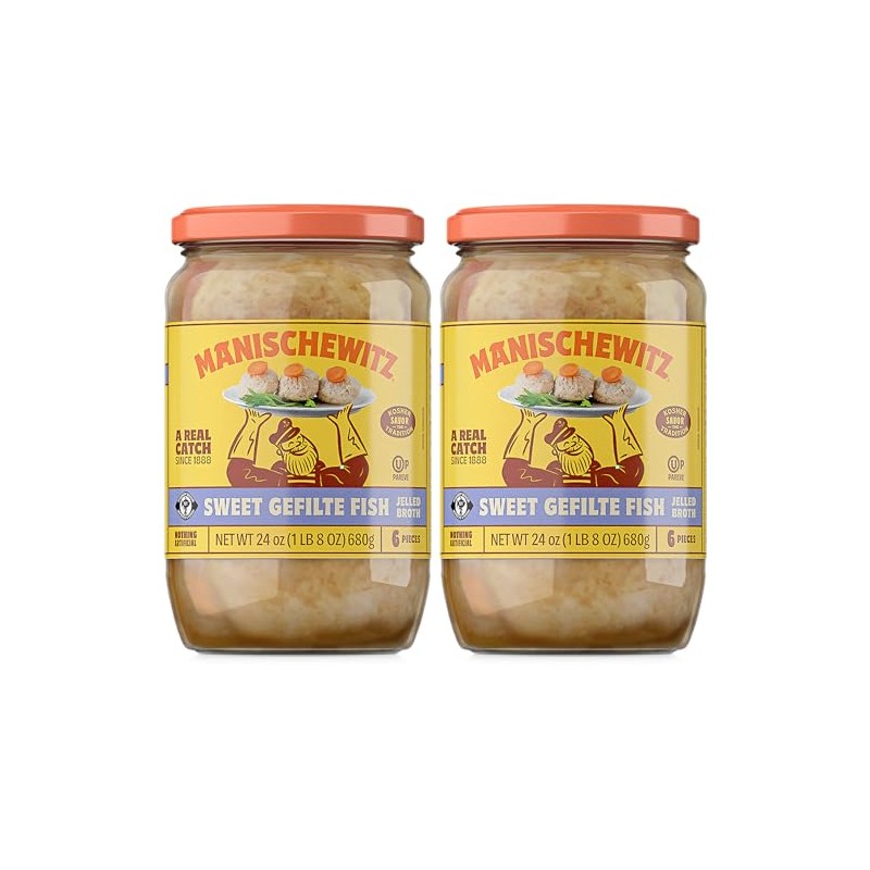 Manischewitz Sweet Gefilte Fish in Jelled Broth 24oz (2 Pack),