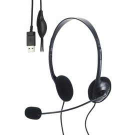 Elecom HS-HP14SUBK Wired Headset USB with Mic Overhead Binaural Lightweight Small Windscreen with Volume Controller Black