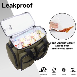 MIER Lunch Box for Men Heavy Duty 20 Cans Large Insulated Lunch Bag Leakproof Soft Cooler Bags with Multiple Pockets for Adult Women Work (Army Green, Large)