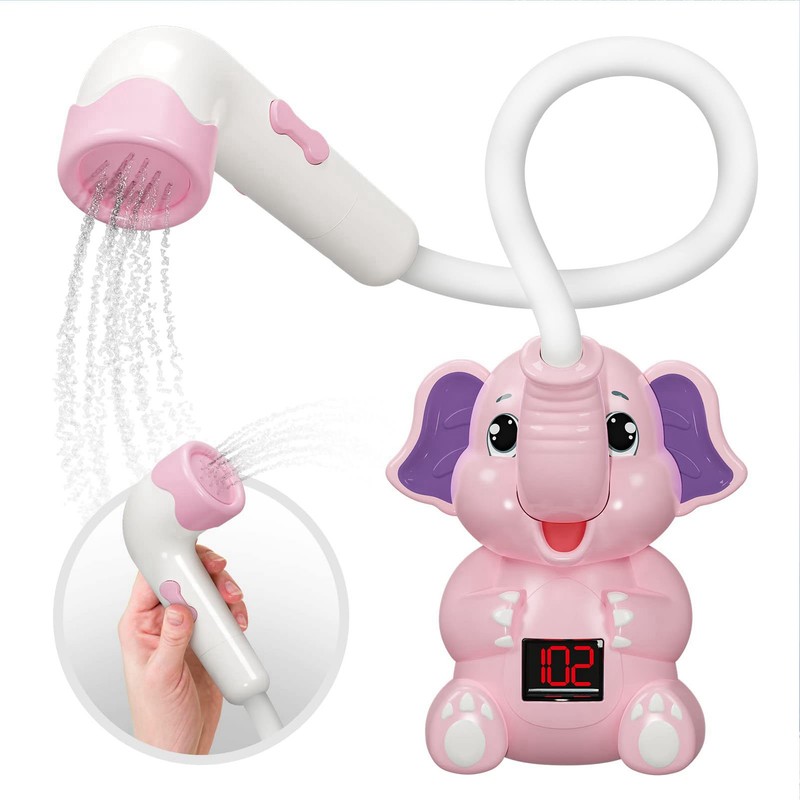 Baby Bath Shower Head with Thermometer Animal Shaped IPX7 Waterproof