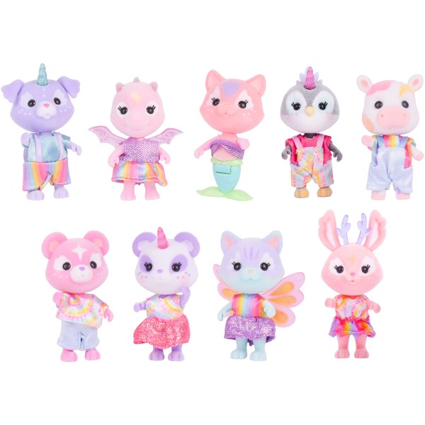 Sunny Days Entertainment Honey Bee Acres Rainbow Ridge Pals – 9 Miniature Flocked Dolls | Small Fantasy Collectible Figures | Pretend Play Toys for Kids