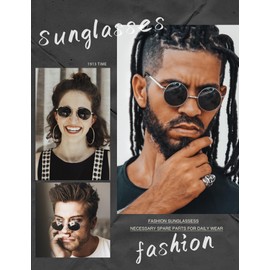 ANYLUV Round Sunglasses Mens Polarised, Unisex Circle Sunglasses for Women UV Protection, Black Sunglasses for Men Wire Metal Frame Small(45mm)