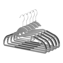 Whitmor Plastic Non Slip Coat Hangers 5 Pack - Space Saving 360 Rotating Hook Hangers Heavy Duty (Gray & Black)