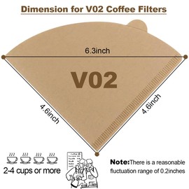CZBZYMYYY Natural Coffee Filters 200 Count, Unbleached Cone Filters for 2-4 Cup Brewers | Biodegradable, Chemical-Free Paper for Home, Travel & Office Use