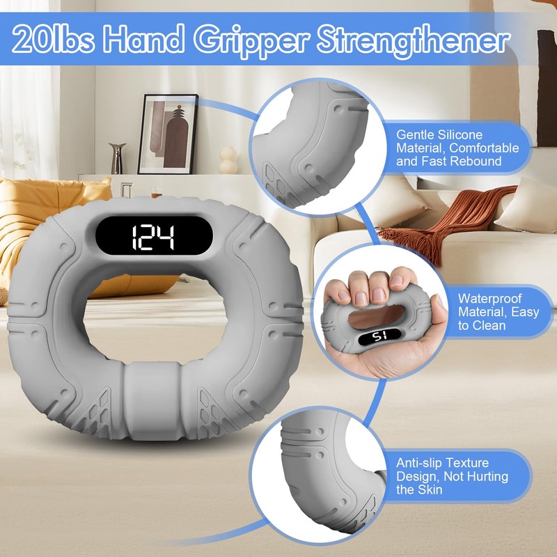 Upgraded Hand Grip Strength Tester Trainer, Rechargeable Digital Hand Dynamometer