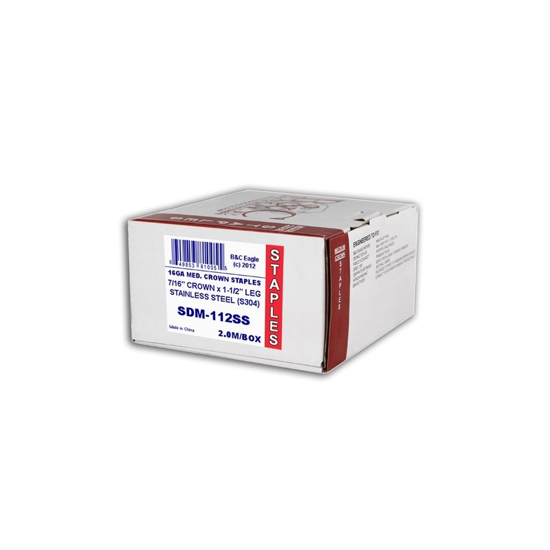 B&C Eagle SDM112SS-2M 1-1/2-Inch Length x 7/16-Inch Medium Crown x