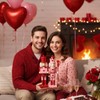 Kathfly 2 Pcs Valentine's Day Nutcracker 10 Inch Wooden Pink