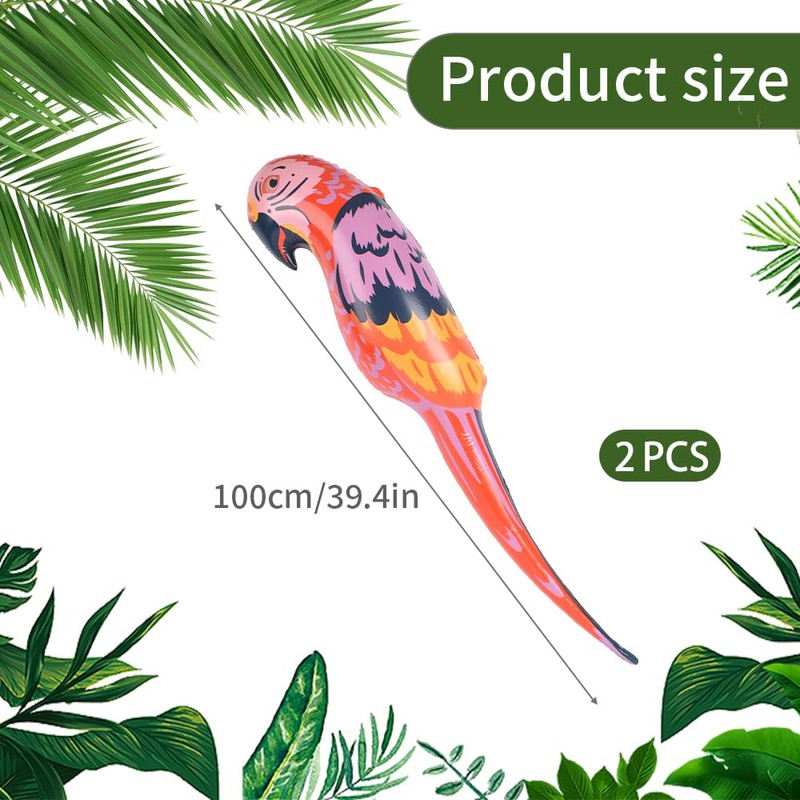 VYNYJOAN 2Pcs Inflatable Parrots 39” Tall PVC Parrot Balloons Home