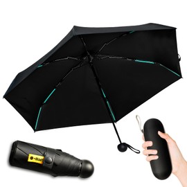 LPAMABA Travel Umbrella 24 Ribs Pocket Umbrella with Capsule Case Compact Umbrella Outdoor UV Folding Umbrellas Compact Umbrellas Black 210T Coating Mini Folding Umbrella for Children