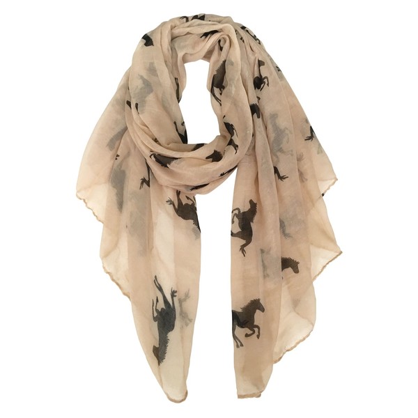 E-Clover Herebuy Cool Animal Print Scarves: Fashionable Horse Print Scarf for Women (Brown&Black)