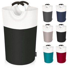 LilyFantasy - Cesta de lavandería plegable de 125 litros, con asas acolchadas, bolsa de lavandería impermeable, cesta de ropa alta de pie, cestas plegables de lavandería para un fácil almacenamiento