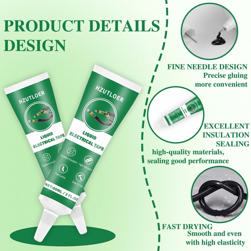 Hzutloer 4 OZ (120Ml) Liquid Electrical Tape, 2PCS 60 ML