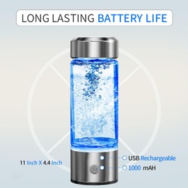 Hydrogen Water Bottle- Portable Hydrogen Water Bottle Generator- Hydrogen Bottle for Clean and Healthy Drinking Water- Hydrogen Water Machine Producing Ionized Water, Hydrogen Water Generator (Silver)