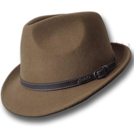 Oztrala Trilby Felt Hat Australian Wool Leather Band Fedora Fur Men/Women Bucket HW03 Trilby (Brown, S)