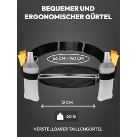 Running Belt for Running - Performance, Practical and Comfortable Waist Bag Sport Belt Bottle Soft Water Bottle Waterproof for Men and Women for Smartphone Jogging French Brand Black, black, Unit size