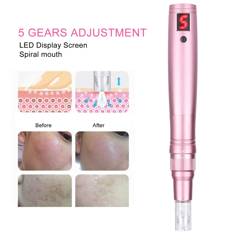 Electric Micro Needle Pen Rechargeable 5 Gears Derma Rolling Pen