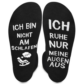 Trustnice Dad Gift Birthday Socks with Saying Ich Bin Nicht Am Schlafen Ich Ruhe Nur Meine Augen aus, Funny Socks for Grandpa Men, Christmas, Thanksgiving, Father's Day Gift, black