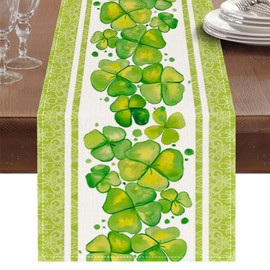 St. Patrick's Day Table Runner, Classic Shamrock Elegance Table Runners, Ideal for Home, Party, Kitchen Dining Mantel Decor, 13x72 Inches