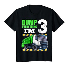 Kids Garbage Truck 3rd Birthday Boy 3 Year Old Three Toddler T-Shirt
