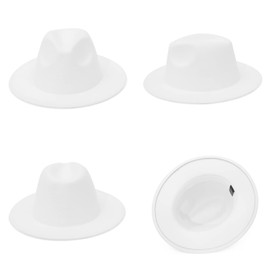 EOZY Women & Men Fedora Hat Wide Brim Unsex Floppy Panama Hat Cap White