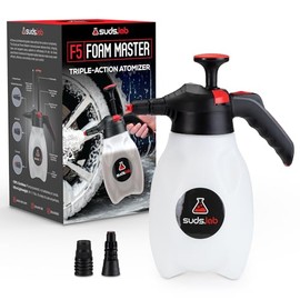 Suds Lab F5 Foam Master - Triple-Action Pump Foam Sprayer with 3 Nozzles, Cordless Hand Pump Bottle for Car Wash & Versatile Use - 70 Oz. Portable Detailing Atomizer
