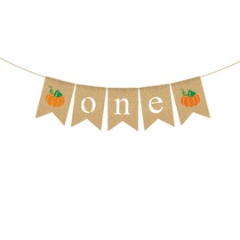 Jute Burlap Pumpkin One High Chair Banner Fall Thanksgiving Boy Girl 1st Birthday Party Highchair Garland Decoration