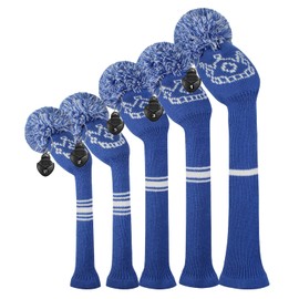 Scott Edward Knit Golf Club Cover for Woods and Driver Set of 5 Head Covers Protect Driver Wood(460cc) 1 Fairway Wood2 and Hybrid/UT2 with Rotating Club Number Tags (Crown)