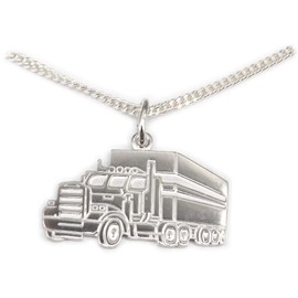 Trailer Truck Tractor Silver 925 with Curb Chain