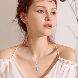 YAFEINI Phoenix Necklace S925 Sterling Silver Crystal Phoenix Necklace Pendant Jewellery Gifts for Women Girls, Sterling Silver, Crystal