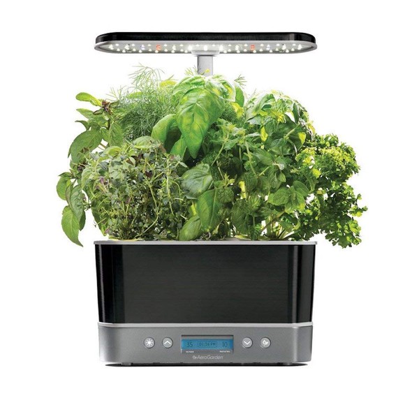 AeroGarden Harvest Elite with Gourmet Herb Seed Pod Kit - Hydroponic Indoor Garden, Platinum Stainless