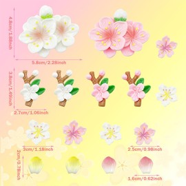 16 Pcs Shoe Charms,Flower Charms for Compliant with Croc,Peach Blossom Shoes Cute Decoration Accessories Kits Summer Sweetness Style Adults Floral Ornaments Clog Charm for Girls,Women(Yellow And Pink)