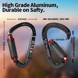 FVW 25KN Heavy Duty Climbing Carabiners, 3 Pack UIAA Certified Auto Locking Rock Climbing Carabiners Clips for Hammocks, Swing, Locking Dog Leash and Harness, Camping, Hiking & Utility (Mix Color)