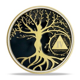 4 Year Sobriety Chip Tree of Life AA Medallion Recovery Gift Alcoholics Anonymous Coin Anniversary Token