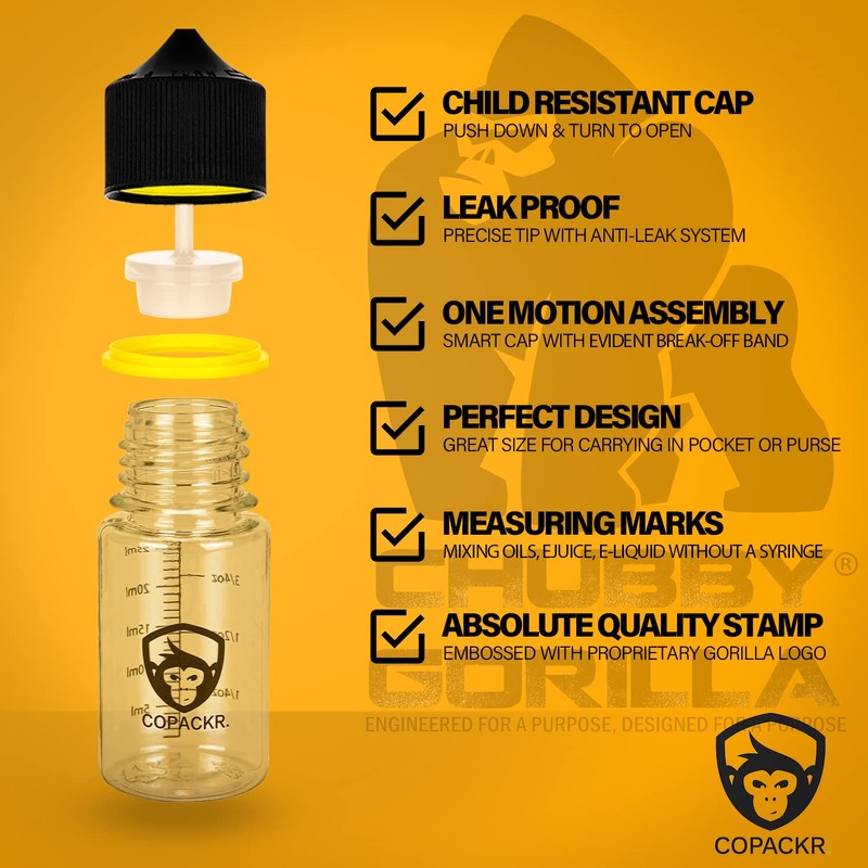 Copackr Chubby Gorilla V3 30 ml Stubby Dropper Bottles, Plastic