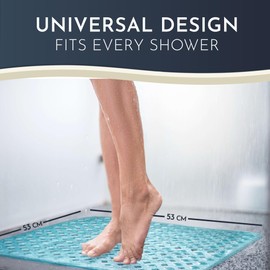 Homerella Shower Mat Skin-Sensitive 53 x 53 cm Includes Hanging Brackets Non Slip Shower Mats for Inside Shower BPA-Free Latex-Free Shower Mat Non Slip Anti Mould and Machine Washable