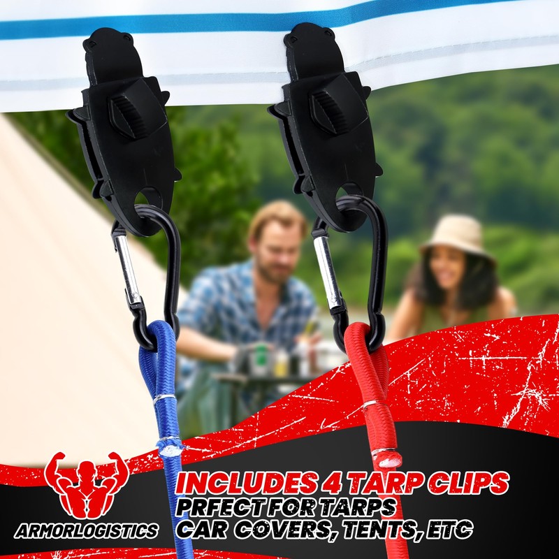 ARMORLOGISTICS Bungee Cords with Hooks, Bungee Cords Heavy Duty Outdoor