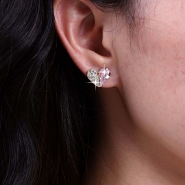 TseenYi Boho Heart Emerald Earrings Vintage Crystal Heart Earrings Green Rhinestone Love Earrings Gold CZ Heart Love Stud Earrings Cubic Zirconia Bridal Earrings Jewellery for Women and Girls, Crystal