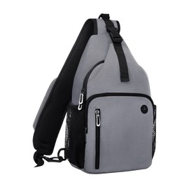 MOSISO Sling Backpack Bag, Crossbody Shoulder Bag Travel Hiking Daypack Chest Bag with Front Square Pocket&USB Charging Port, Grey