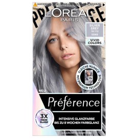 L'Oréal Paris Intensive dauerhafte Haarfarbe, Bis zu 8 Wochen glänzendes Haar und intensive Farbe, Préférence Vivid Colors, Farbe: 10.112 SILVER GREY, 1 Stück